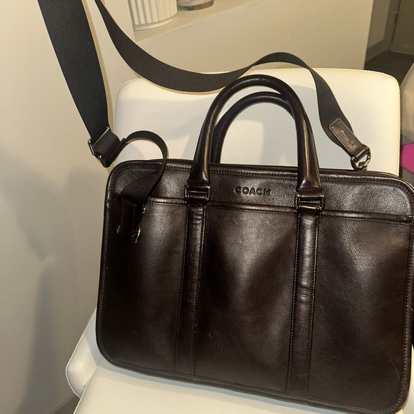 Coach Dark Brown Expandable Leather Briefcase - Picture 12 of 16